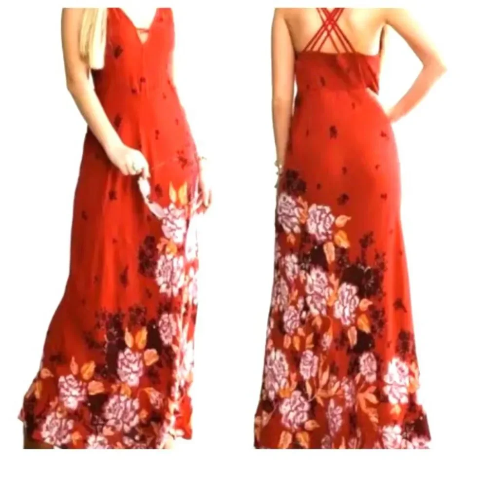 🌺Free People Red Floral Maxi Dress🌺
💜🌷Free Earrings w Purchase🌷💜 - Picture 10 of 13